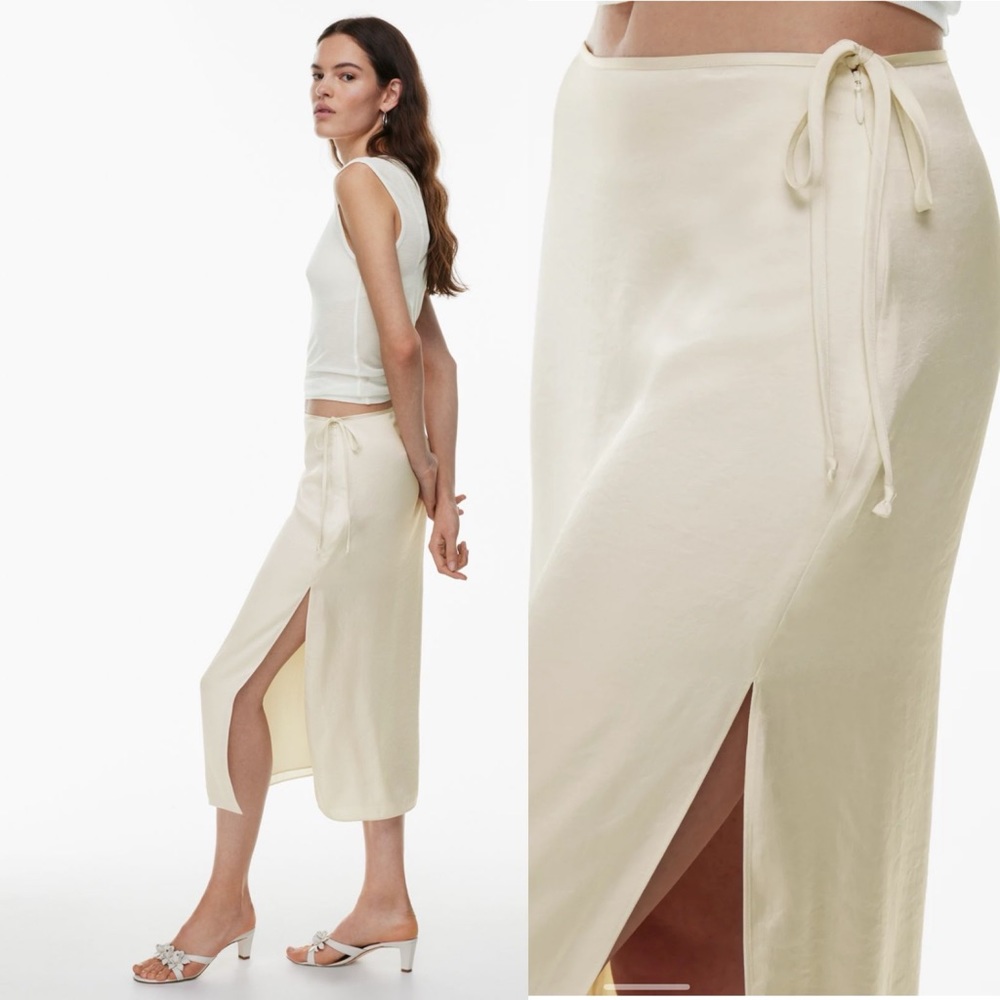 Aritzia Wilfred elixir satin skirt 8 light birch